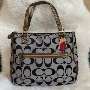 Coach Signature Metallic Hallie Tote Shopper Bag